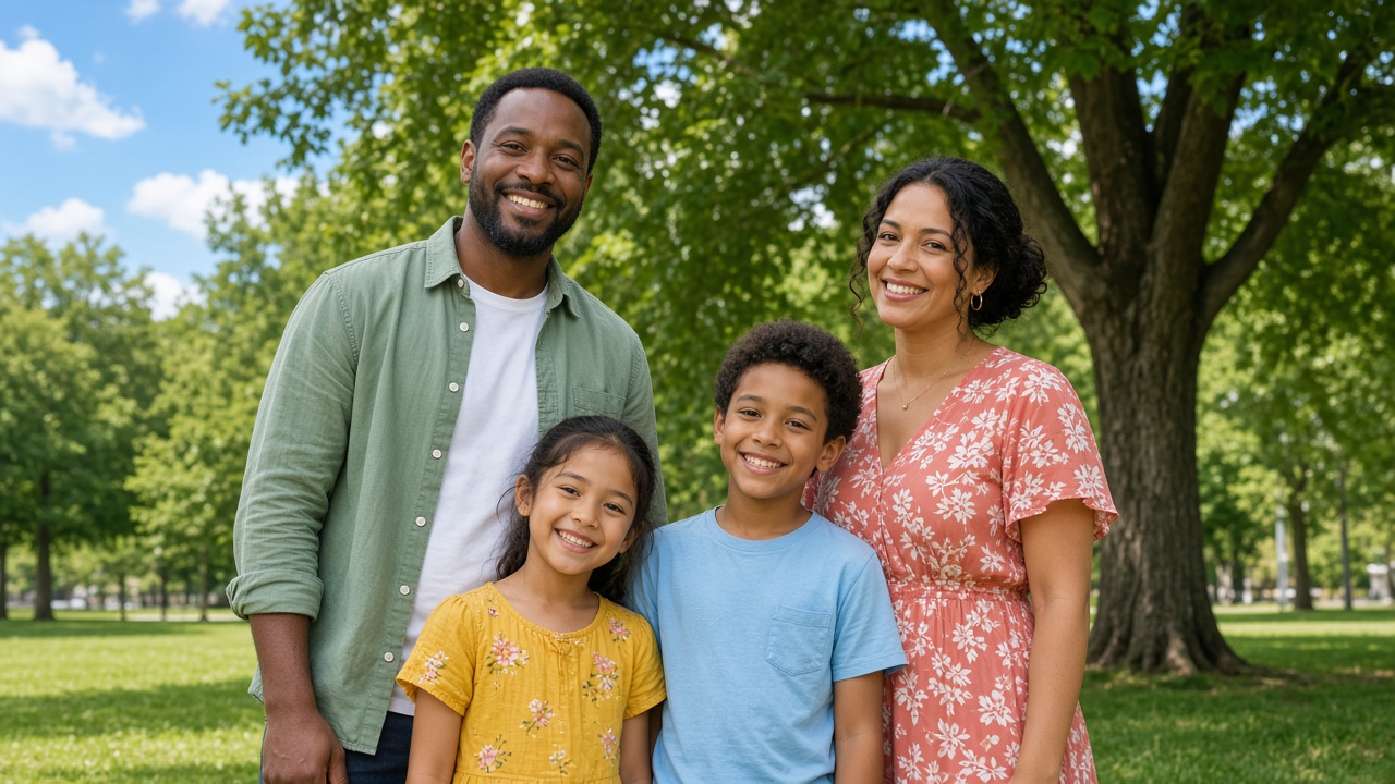 Family standing together outdoors