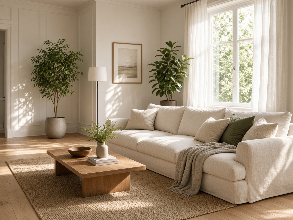 Sunlit living room in a well-kept home